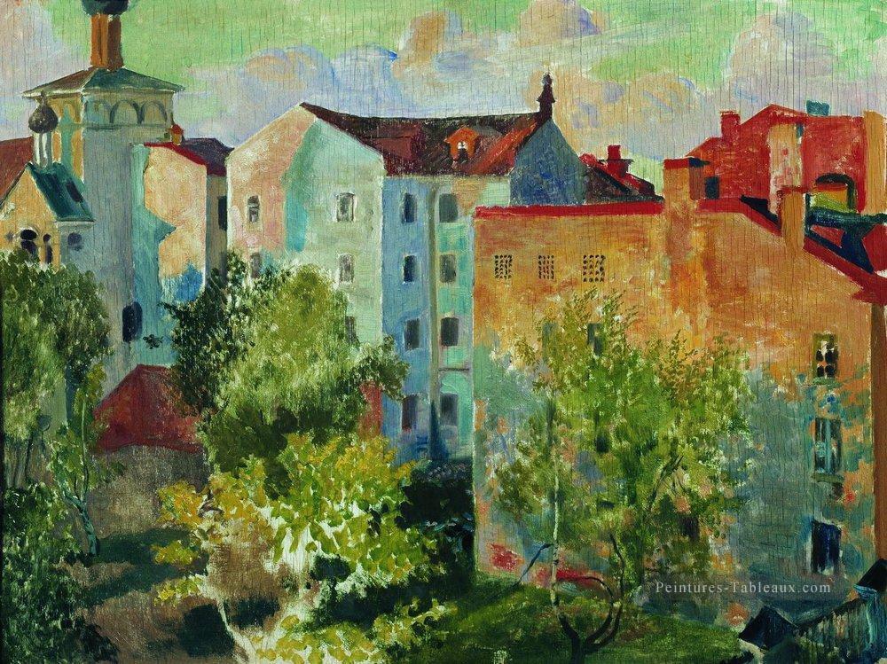 vue de la fenêtre 1926 Boris Mikhailovich Kustodiev scènes de la ville de paysage urbain Peintures à l'huile